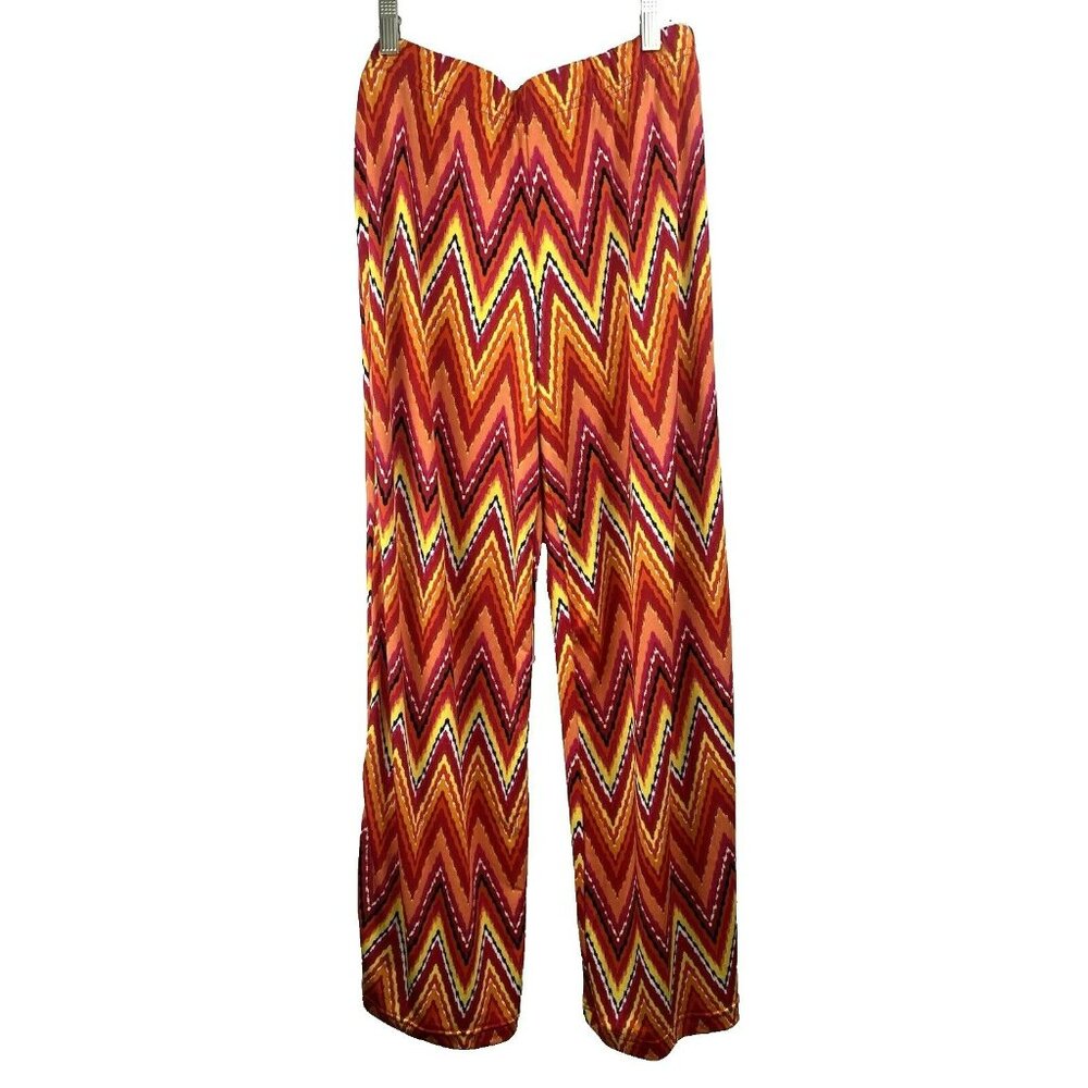 Fig & Flower Women's Pants Medium‎ Stretch Colorful Chevron Pull On Boho Comfort